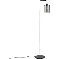 QAZQA Design Stehlampe Schwarz mit Rauchglas Domo
