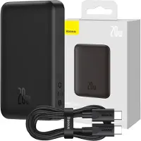 Baseus Magnetic Mini Powerbank mit induktiver Ladung Magsafe 15W / Schnellladung Pd Qc 20W 10000Mah Schwarz (Übersee Edition) + Xiaobai Serie Usb-C - Usb-C Kabel 60W 3A 0.5M Schwarz