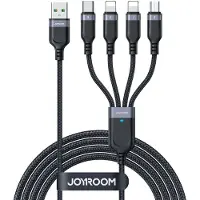 JOYROOM S-1T4018A18l, 1,2 m, USB A, 2 x USB C/Micro USB-B/Lightning, 4,8 Gbit/s, Schwarz