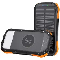 Choetech B567 Solar Powerbank mit induktivem Laden 3x USB 20000mAh 20W / QC 18W / Qi 10W (schwarz-orange)