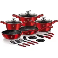 Berlinger Haus Marmorbeschichtetes Tafelservice 17-teilig Burgundy Metallic Line