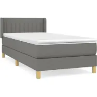 Syfax Boxspringbett mit Matratze Dunkelgrau 90x200 cm Stoff