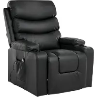 Beliani Sessel Schwarz Kunstleder Elektrisch Verstellbar mit Armlehnen Fußstütze Relaxfunktion Seitentasche Modern Wohnzimmer Relaxsessel Fernsehsessel
