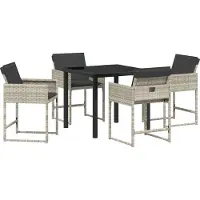 vidaXL Garten Essgruppe 5 Stk. Hellgrau Poly-Rattan