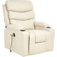 Beliani Sessel Beige Kunstleder Elektrisch Verstellbar mit Armlehnen Fußstütze Relaxfunktion Seitentasche Modern Wohnzimmer Relaxsessel Fernsehsessel