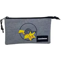 Toybags Pikachu Pokemon Triple Bleistiftetui Grau Mann Grau One Size