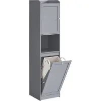 Vasagle Badezimmerschrank mit Wäschekorb und Griffen taubengrau BBC761G02
