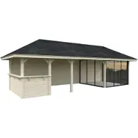 Palmako Pavillon »Bianca«, Aufstellmaße BxTxH: 960 x 384 x 319 cm, unbehandelt, Holz - braun