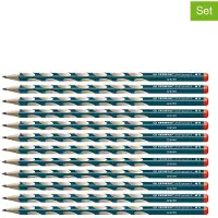 Stabilo Schmaler Dreikant-Bleistift für Rechtshänder - EASYgraph S in petrol - 12er Pack - Härtegrad