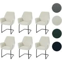 Mendler 6er-Set Freischwinger HWC-G67, Esszimmerstuhl Küchenstuhl Stuhl, Stoff/Textil MVG creme-beige