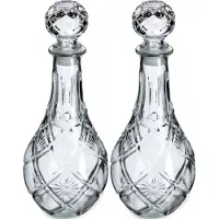 Kadax 2x Whisky-Alkohol-Dekanter aus Kristallglas, 0,8 l, Glasflasche mit Korken