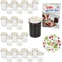 MamboCat 25er Set Sturzglas 230ml HOCH Einmachglas TO66 Wald-Erdbeere Deckel Rezept-Heft