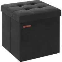 Songmics Sitzbank mit Stauraum aus Samt mit Deckel tintenschwarz LSF227B01