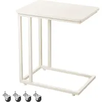 Vasagle Beistelltisch mit Rollen C-Form cremeweiß B34LNT050W77