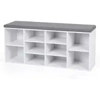 Hobby Hall Gepolsterte Schuhbank Weiß-Grau B34LHS10WT