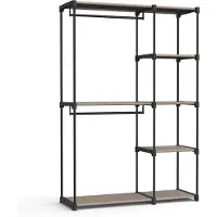 Songmics Kleiderschrank offen mit Kleiderstangen 43 x 124 x 182 cm Taupe RYG026R02