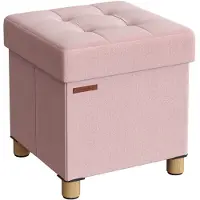 Songmics Sitzbank klappbar 38 x 38 x 40 cm mit Stauraum pastellrosa LSF014P11