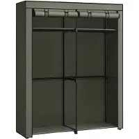 Songmics Stoffschrank mit 2 Kleiderstangen salbeigrün RYG002C02