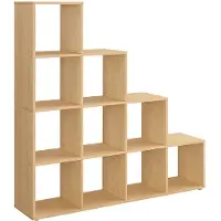Vasagle Bücherregal mit 10 Fächern 29 x 129,5 x 129,5 cm eichenbeige LBC010Y01