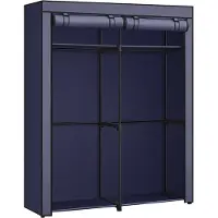 Songmics Kleiderschrank, Stoffschrank mit 2 Kleiderstangen, faltbar