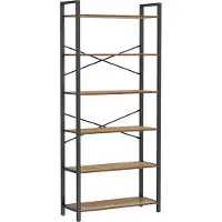 Vasagle Bücherregal 6 Ebenen 30 x 80 x 186 cm dunkelwalnussfarben-schwarz LLS082B48