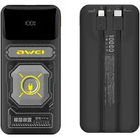 Awei Powerbank mit integriertem Lightning/Usb-C Kabel P77K 10000Mah Schwarz/Schwarz 22.5W