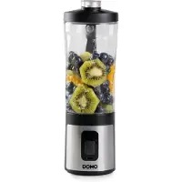 Domo DO751BL, Tragbarer Mixer, 0,6 l, Eis-Crusher, 120 W, Schwarz, Edelstahl