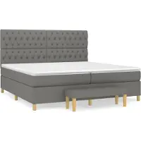 Syfax Boxspringbett mit Matratze Dunkelgrau 200x200 cm Stoff