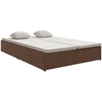 Syfax Sonnenliege mit Auflagen Poly Rattan Braun