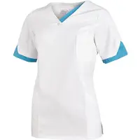 Leiber Damen Schlupfkasack, kurzarm, weiß/türkis 08/2539/0176-XXL , Größe: XXL