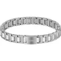 HUGO Gliederarmband "CANDOR JEWELRY", silber (edelstahlfarben), Armbänder, Damen, 19cm, Edelstahl, Gliederarmband