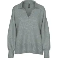 Pieces V-Ausschnitt-Pullover "PCMALOU LS POLO KNIT NOOS BC"