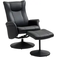 HOMCOM Relaxsessel mit Hocker-79L x 70B x 105H cm-Schwarz | Gr.: onesize