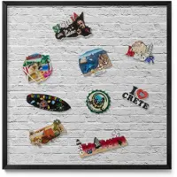 Tulup MAGNETTAFEL 50x50 cm Schwarzer Rahmen Ziegelwand Helle Wand