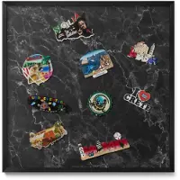 Tulup Magnettafel Magnetboard Metall Bedruckt Eleganter Schwarzer Marmor 50x50 cm Wand-Magnettafel für Reisesouvenirs Schwarzer Rahmen