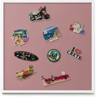 Tulup Magnettafel Wand-Magnettafel für Reisesouvenirs Pastellrosa Farbe 50x50 cm Blech Magnettafel für Sammlermagnete Weißer Rahmen