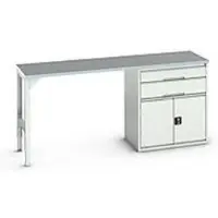 Bott Unterbauwerkbank verso, Linoleum-Platte, 2 Schubladen, 1 Tür, 1 Ablageboden, B 2000 x T 600 x H 930 mm, Lichtgrau