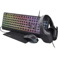 Trust GXT 792 QUADROX, Kabelgebunden, USB, QWERTY, LED, Schwarz, Maus enthalten