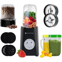 Kitchenbrothers Smoothie Mixer - 2-in-1 - 4 Tassen - Smoothie Maker To Go - Mini Mixer - Schwarz