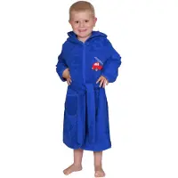 Wörner Kinderbademantel "Feuerwehr royalblau" mit Stickerei, mit Tasche, maschinenwaschbar