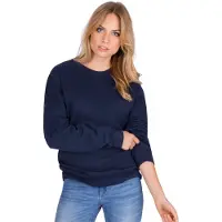Trigema Sweatshirt "Sweatshirt", Damen, Gr. L, blau (navy), Sweatware, 70% Baumwolle, 30% Polyester, Basic, lang, Rundhals, Sweatshirts Sweatshirt