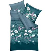 Kaeppel Mako-Satin Bettwäsche Moody Floral türkis 135x200 cm + 80x80 cm