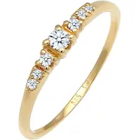 Elli DIAMONDS Ringe - Ring Verlobungsring Diamanten (0.11 ct) 585 Weißgo - Gr. 58 MM - in Gelbgold - für Damen