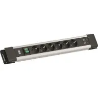 Bachmann CONNECTUS 6xCEE7/3, 1xSchalter 1xUSB A/C 22W 2,0m CEE7/7 Grau