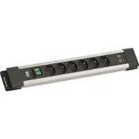 Bachmann CONNECTUS 6xUTE, 1xSchalter 1xUSB A/C 22W 2,0m CEE7/7 Grau