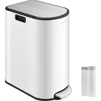 Songmics Mülltrennsystem mit 2 Fächern wolkenweiß-metallisches Silber LTB570W02