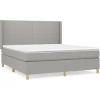 Syfax Boxspringbett mit Matratze Hellgrau 180x200 cm Stoff
