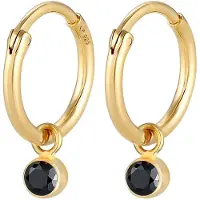 Elli Ohrringe Creolen Hänger Rund Zirkonia Anhänger 925 Silber Elli Gold