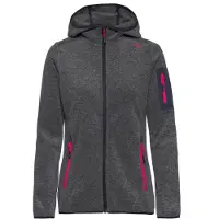 CMP Damen Outdoor Fleece Jacke Knit-Tech meliert mit Kapuze grau 40