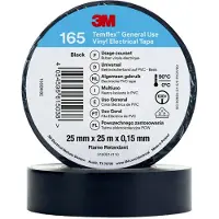 3M Temflex 25mmx25m Schwarz 165BK8E Vinyl-Isolierband 0,15mm 7100184820
